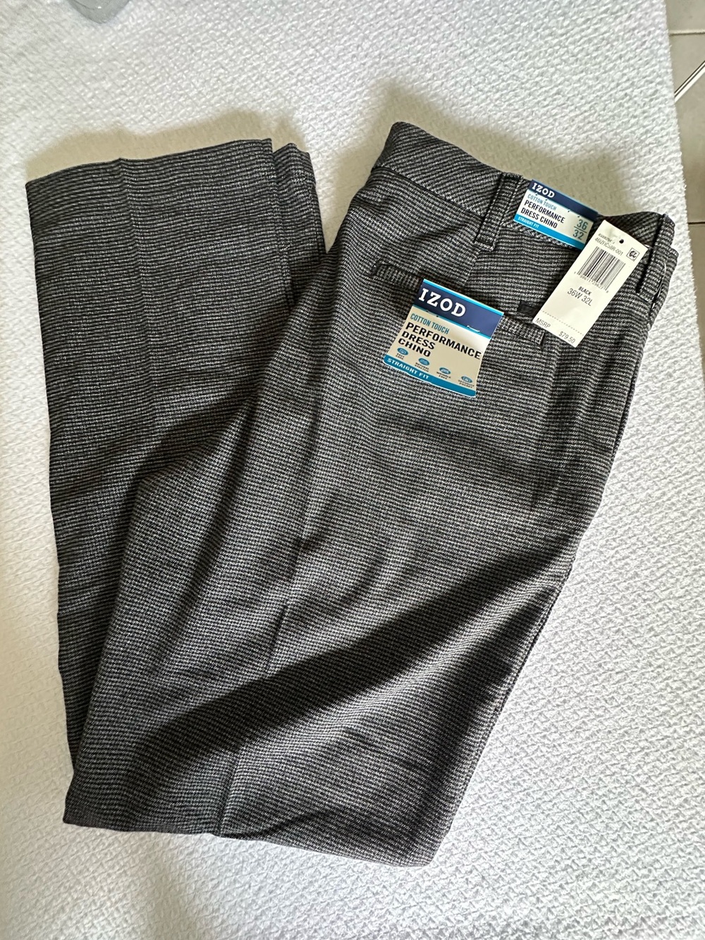 NEW Izod Men's Charcoal Textured Dress Pants 36W 32L